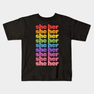 She/Her Pronouns // Retro Faded Design  .... Pronouns matter! <3 Kids T-Shirt